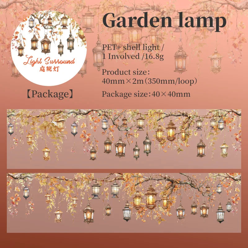 TIAN ZI 200 cm/ Roll lamplight PET Tape Cute Literary INS Style Journal Handbook Tapes Creative DIY Dairy Collage Stationery