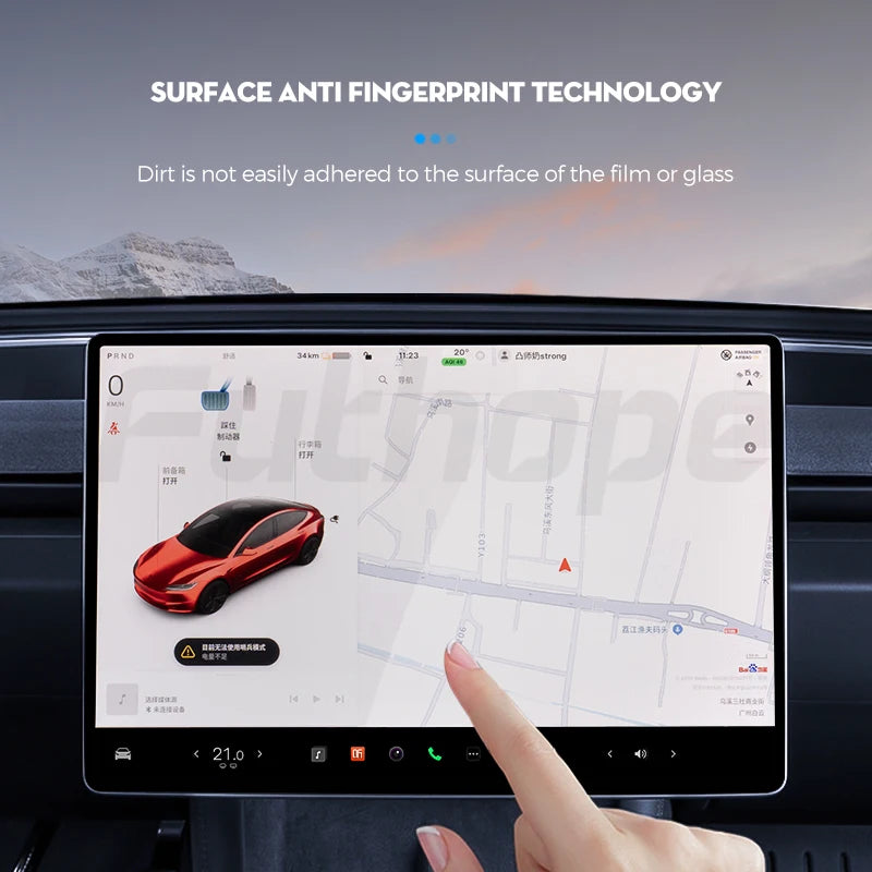 Futhope Tempered Glass Screen Protector For Tesla Model 3  Y Highland 2021-2025  HD Center Control Film Protection
