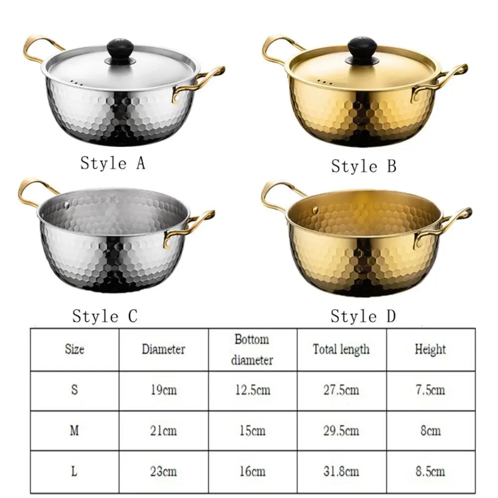 Korean Style Golden Ramen Noodles Pot  Aluminum Soup Pot with Lid Milk Egg Cooking Pot Kitchen Cookware