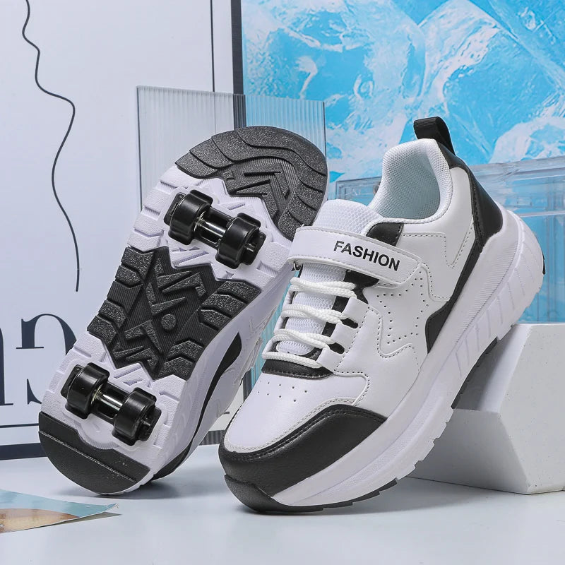 Student roller skates, detachable four-wheel roller skates, size 31-40 multifunctional sports shoes for boys and girls