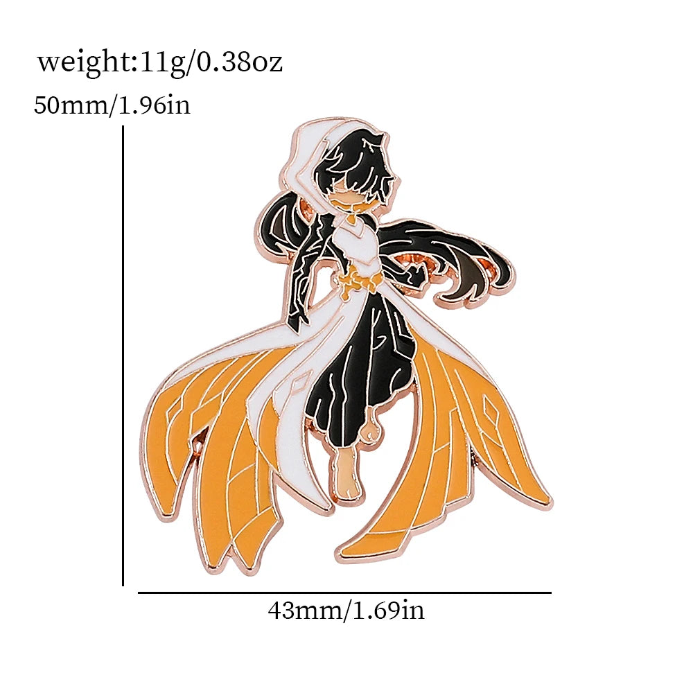 4 Pcs Genshin Impact Series Brooch Creative Walnut Mandrilla Enamel Pin Metal Paint Badge Backpack Clothing Accessories Wallet