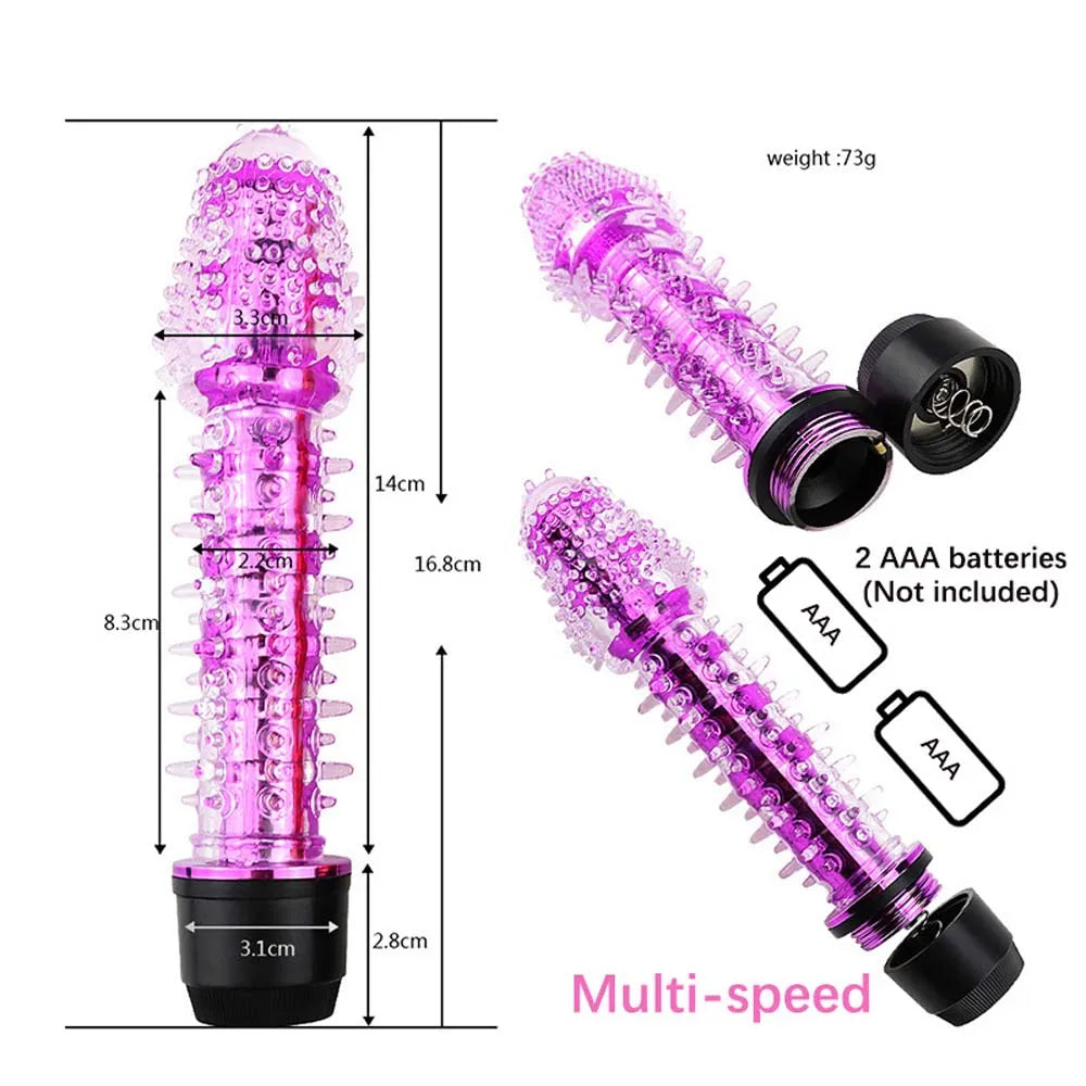 G Spot Stimulator Vibrator for Women Realistic Jelly Vibrating Dildo with Thorn Dragon Beard Small Bald Vibrator Wand Adult Toys