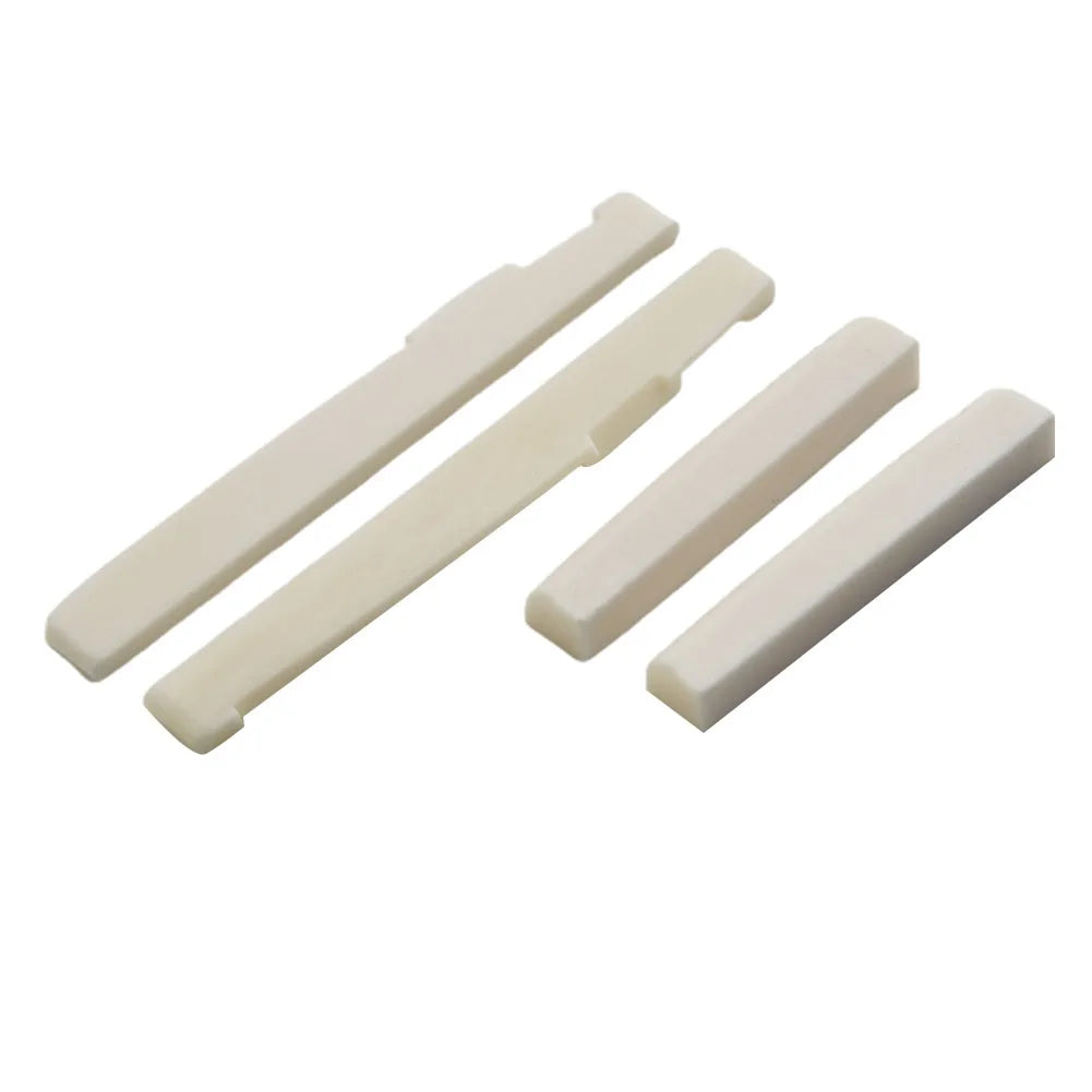 2 Sets 4 Pcs 6 String Acoustic Guitar Bone Bridge Saddle 72mm And Nut 43mm Cow Bone Nut Top Folk Pillow Folk Bottom Pillow