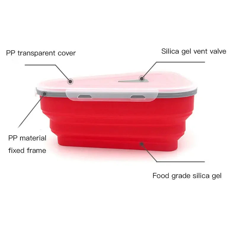 Food Grade Silicone Folding Pizza Box Reusable Triangle For Pizza Packing Box Take Away Box