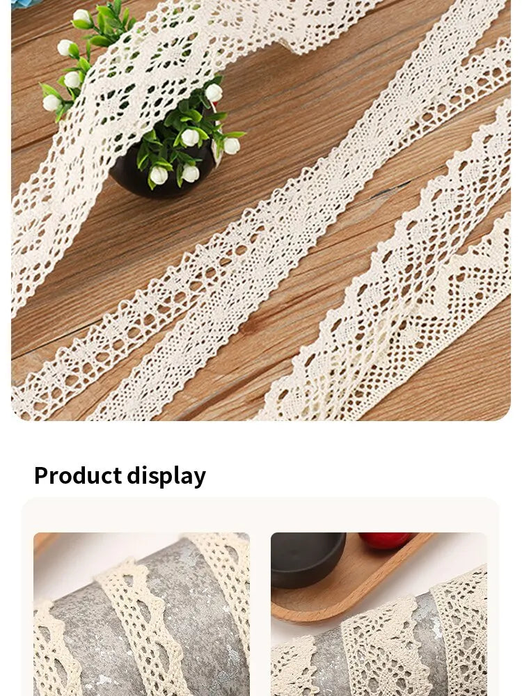 5Meter Roll White Cotton Embroidered Lace Net Ribbons Fabric Trim DIY Decorate Sewing Handmade Craft Materials Bow