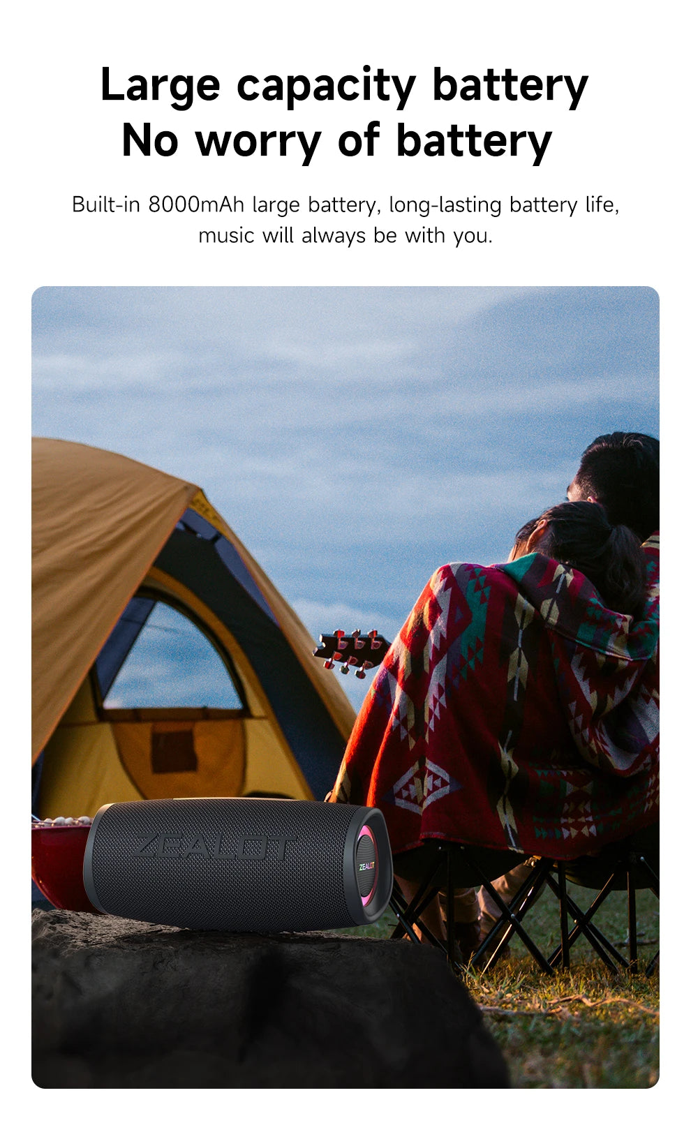 ZEALOT S56 Bluetooth Speaker 40W Output Power Bluetooth Speaker with Excellent Bass Performace IPX6 Waterproof Camping Outdoor