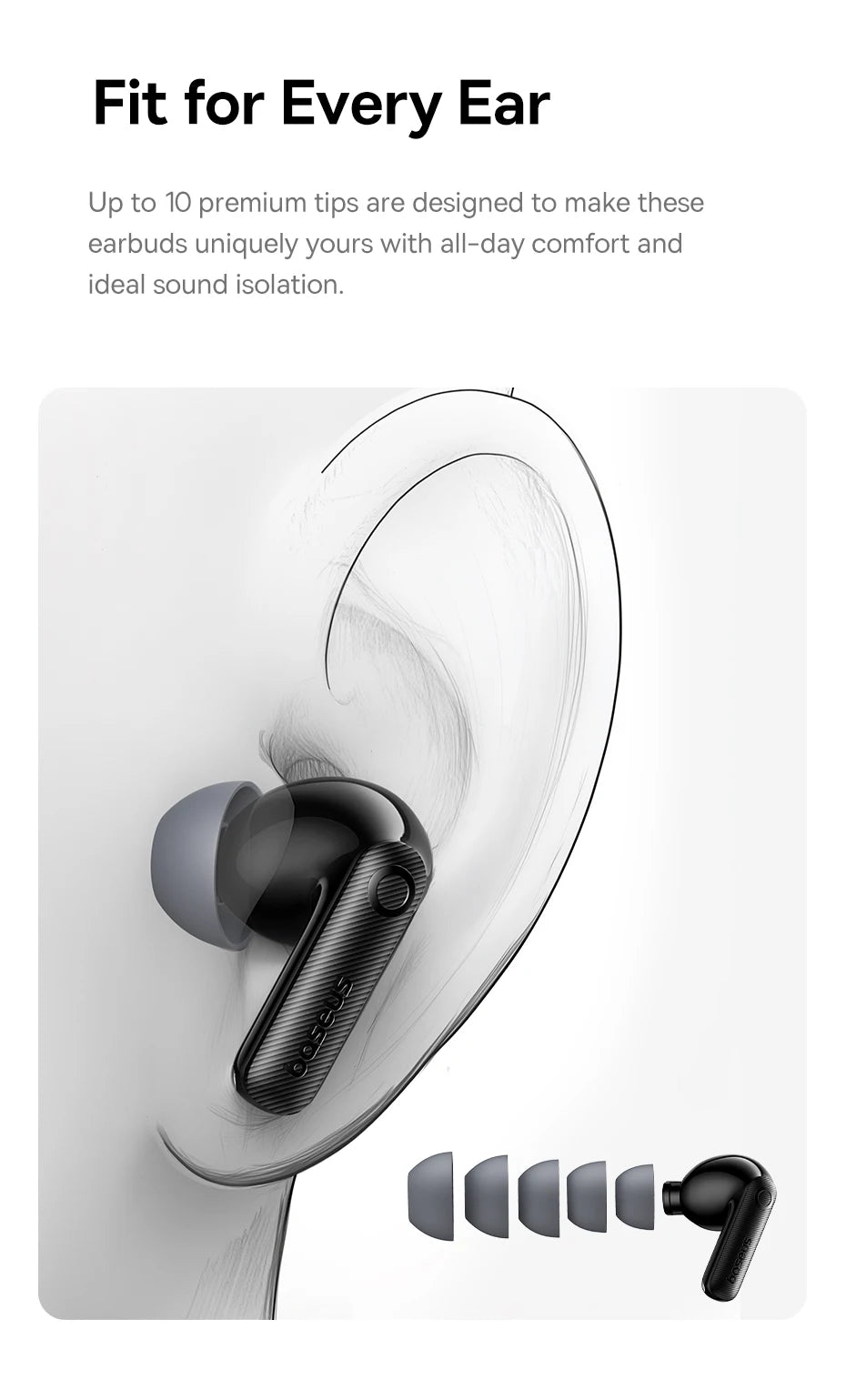 Baseus EP10 Pro ANC Earphones Wireless Bluetooth 6.0 50dB Realtime Adaptive ANC Headphones 6 Mic in-Ear Earbuds Hi-Res LDAC IP55