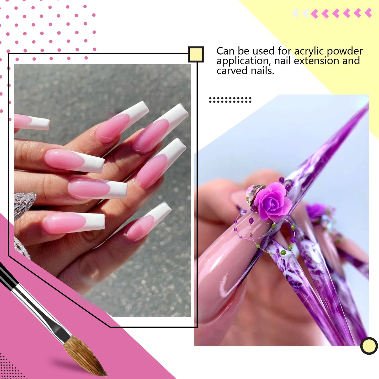 Saviland 5pcs Acrylic Nail Brush Set Acrylic Nail Brushes for Acrylic Application Professional Round Shaped Nail Acrylic Brushes