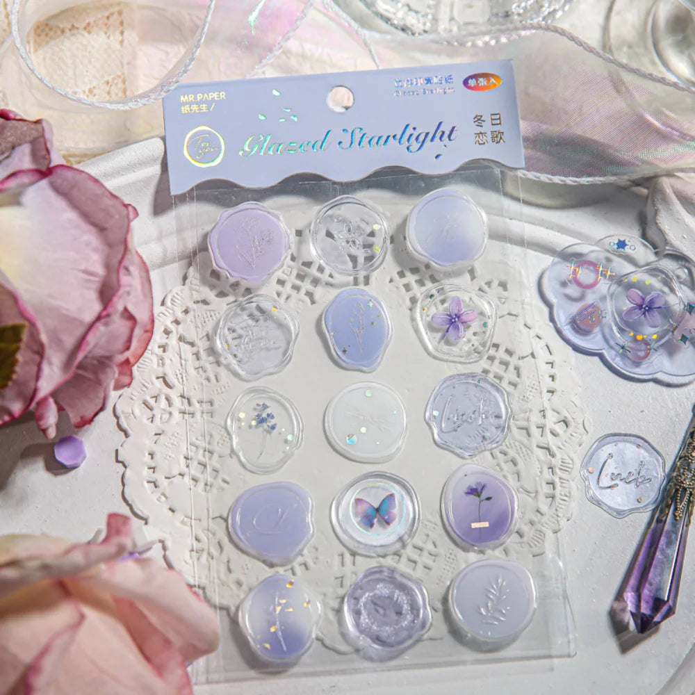 Mr.Paper 4 Style Fire Paint Seal Drip Glue Stickers Good-Looking Envelopes Sealing Paste Handbook Decoration Sticker Stationery