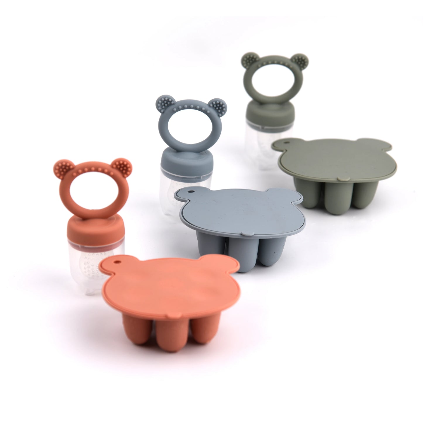 Latest Animal Design Bear Set Fruit Feeder Breast Milk Freezer Tray Food Soup Silicone Freezer Tray Silicone Popsicle Mold