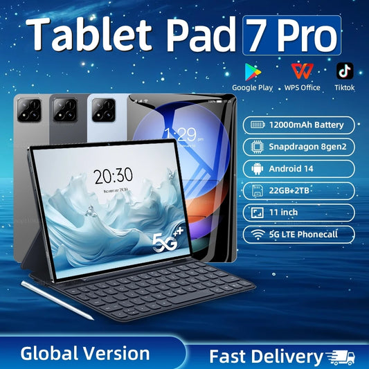 2025 NEW Original  Pad 7 Pro Tablet 11inch Snapdragon 8gen2 HD 4K Android 14 22GB+2TB 12000mAh 5G Dual SIM WiFi GPS Tablets PC