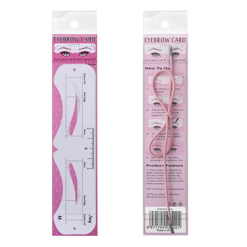 The New Fixed PVC Eyebrow Shaper Template Can Be Reused With High-quality Stickers For Elegant Eyebrow Makeup Tools 6PCS