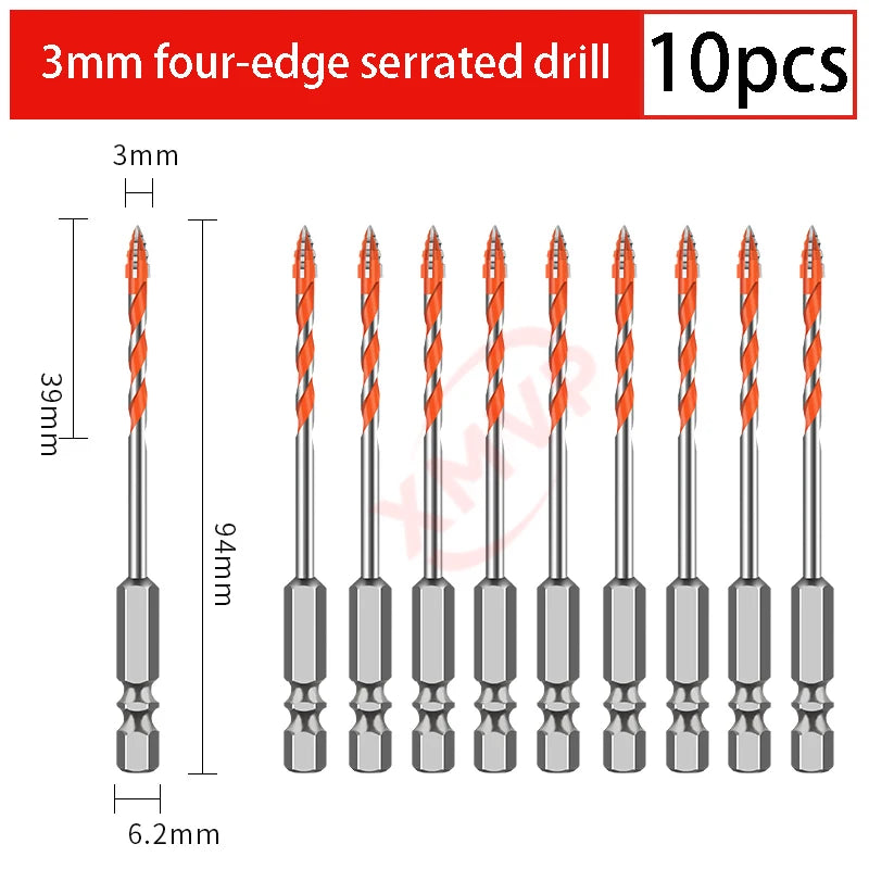 Four-edge serrated drill, eccentric drill bit, high-hardness tile and concrete drilling Super hard electric drill dry drilling