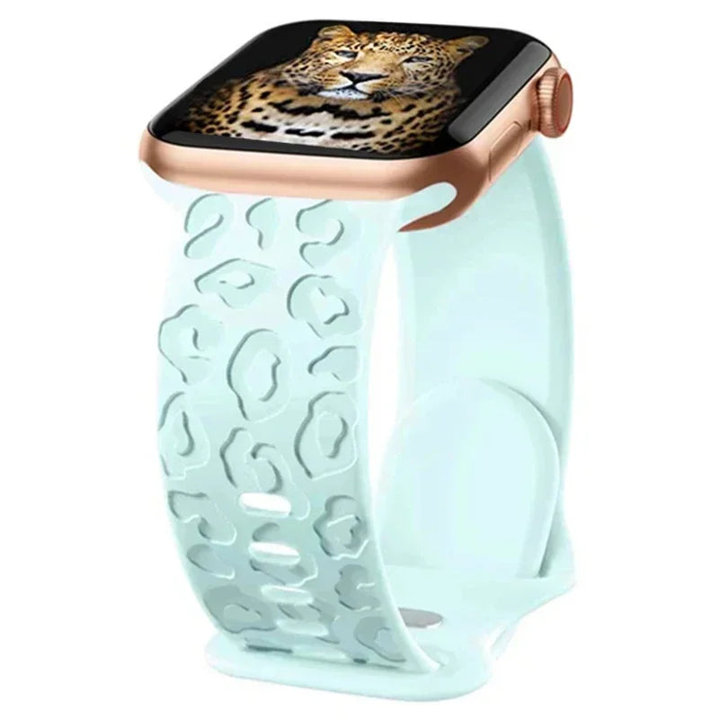 Engraved Silicone strap For Apple Watch Band 42mm 44mm 45mm 41mm 49mm 40mm bracelet correa iwatch Series 8 9 SE 7 6 5 4 3 Ultra