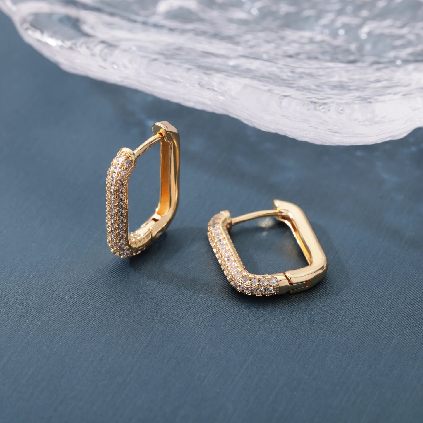 Square Circle Hoop Earrings For Women Luxury Stainless Steel Earrings rending Wedding Jewelry  aretes mujer