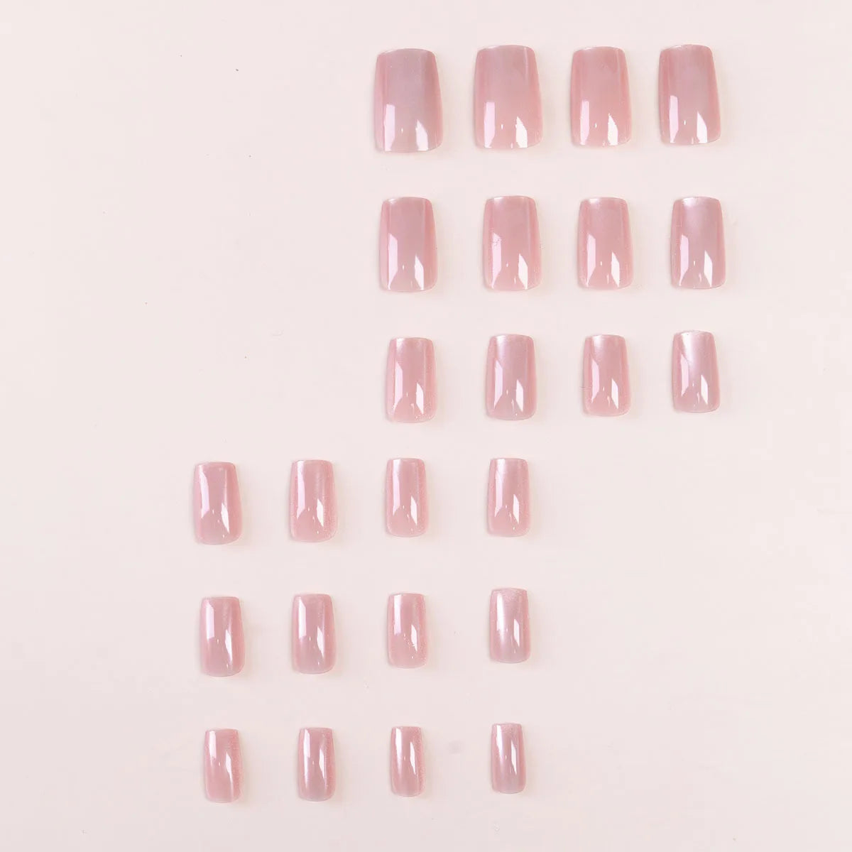 24pcs Cat's Eye Press on Nails Wearing Square Head French Ballet Nail Art Tips for Women Removable False Nails with Jelly Glue