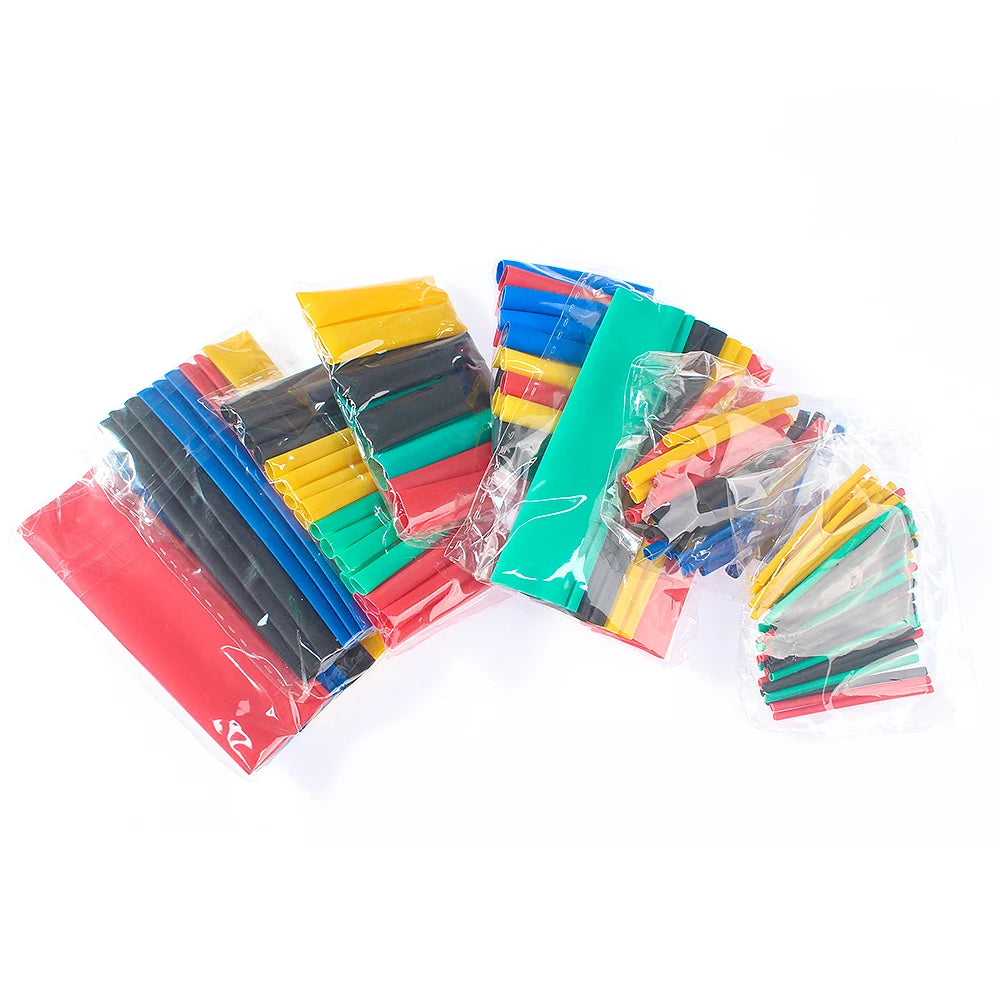 164PCS 2: 1 Cable Shrink Tube Kit Heat Assorted Pack Thermoretractile Insulation Sleeving Cable Wire Shrink Wrapping for DIY
