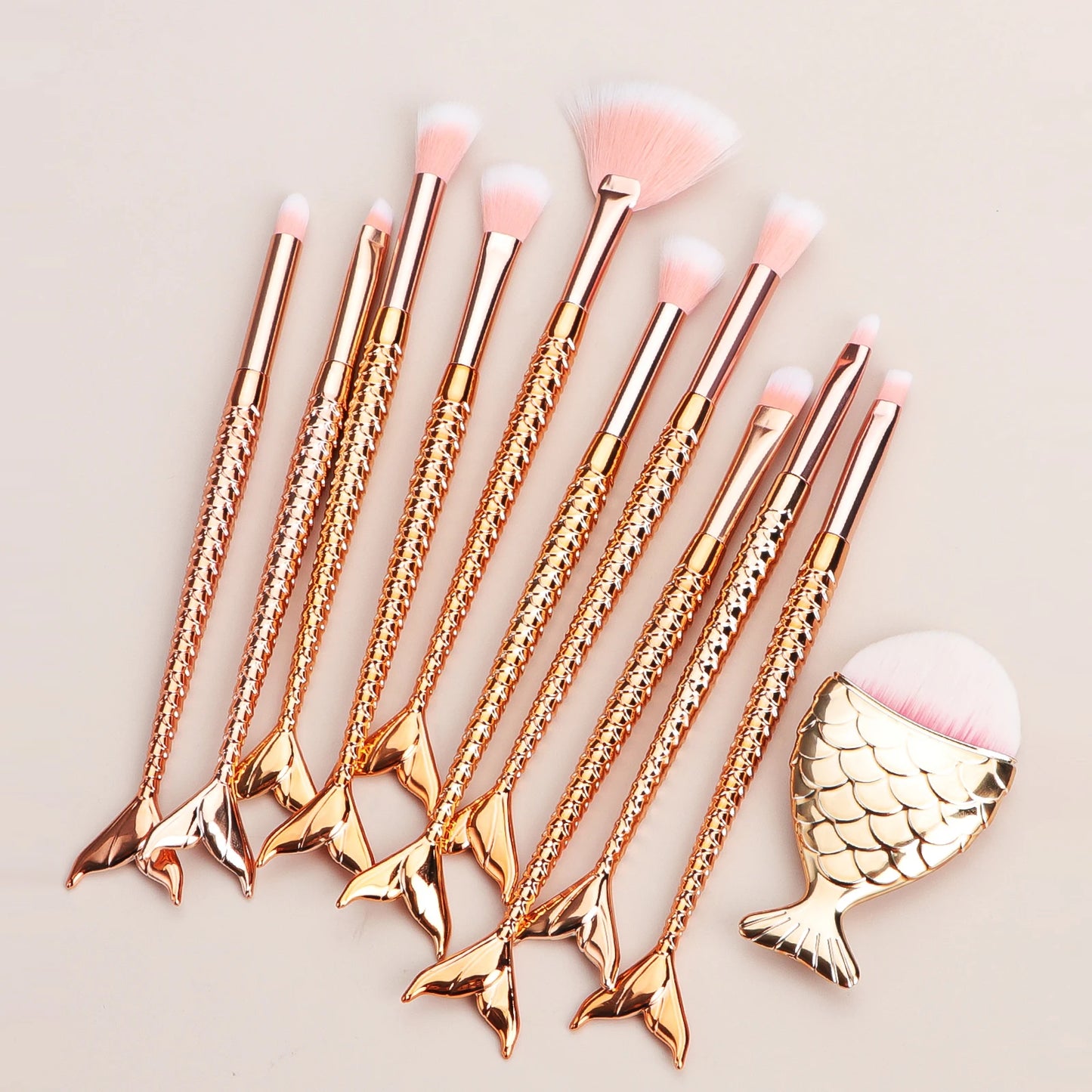 11 pcs mermaid makeup brushes, fish tail makeup brush set, beauty tools