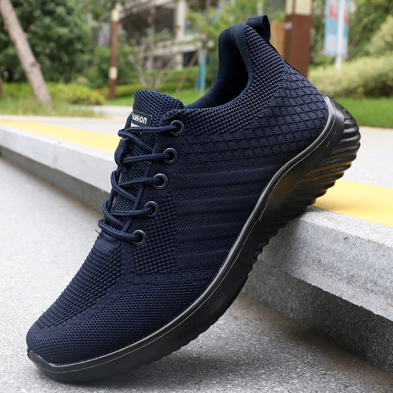 Men's Solid Lace-Up Casual Shoes, Lightweight Outdoor Sports Shoes Suitable for All Seasons Training and Exercise, Lightweight, Breathable and Non-Slip, Ideal for Leisure Walking Enthusiasts