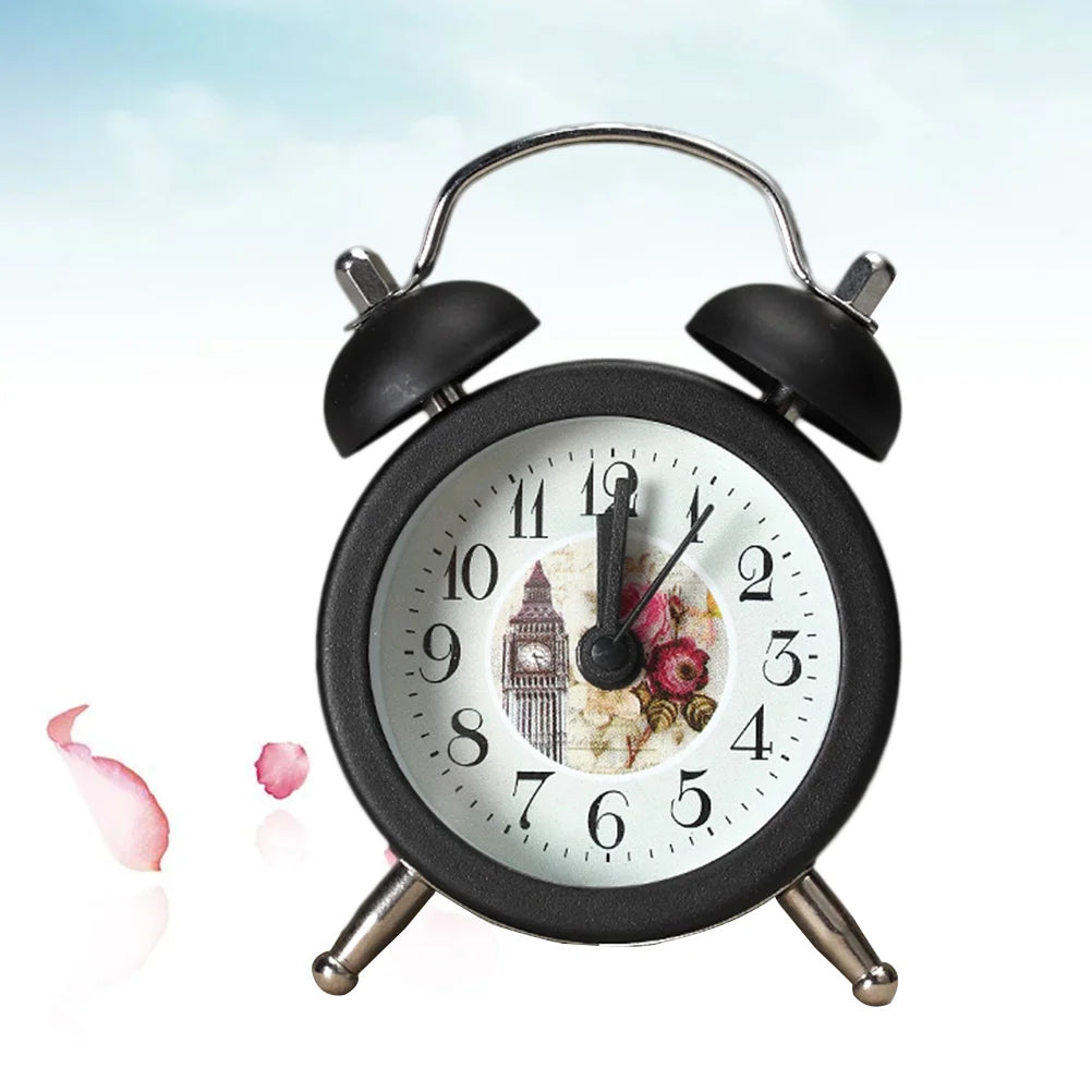 Creative Metal Material Small Alarm Clock Garden Small Fresh Desktop Mini Alarm Clock Kids Alarm Clock(Red)