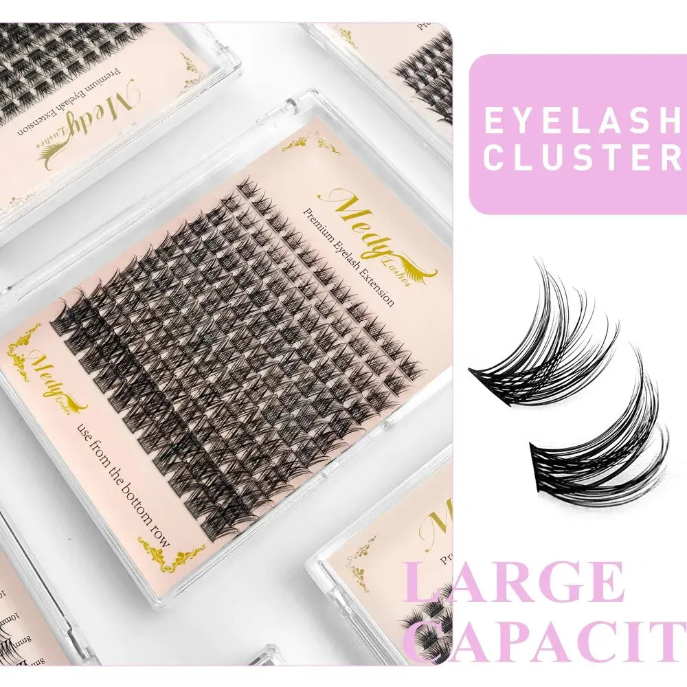 288 Pcs Cluster Lashes C Curl Individual Mega Lash Clusters False Eyelashes Extension Natural Look Reusable Glue Bonded Black Su