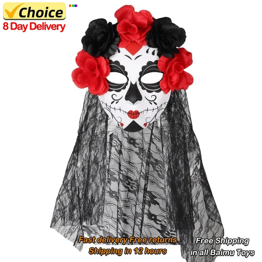 Baimu Toys Ghost Bride Day of the Dead Halloween Mask Party Dance Cosplay Dress Up Adults Masquerade Props Horror Carnivals Mask