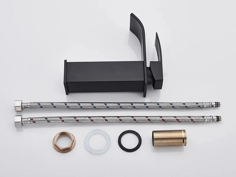 Matt black basin faucet single lever mixer hot and cold water basin crane tap bathroom washbasin sink waterfall mixer tap