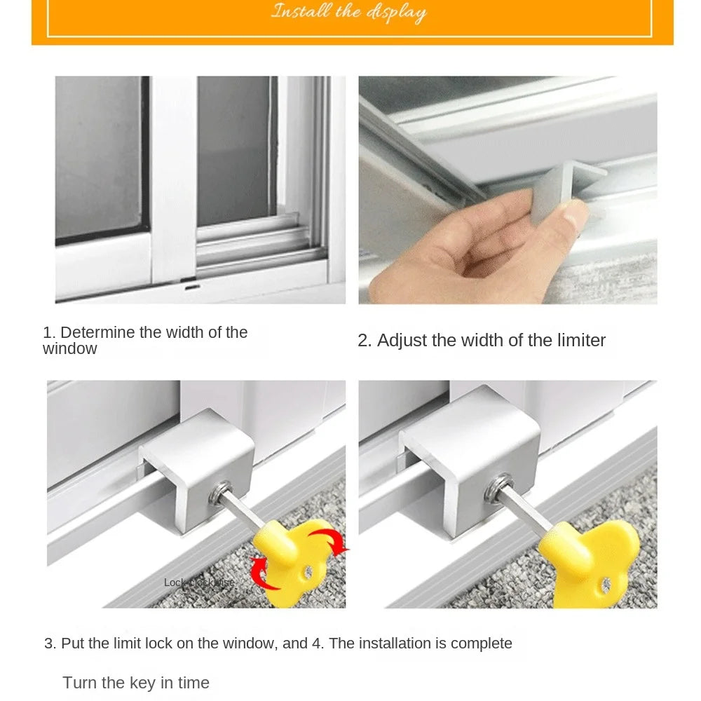 Useful Aluminum Alloy Sliding Window Locks Safety Unisex Protection Anti-Theft Limit Device Adjustable Window Safety Lock