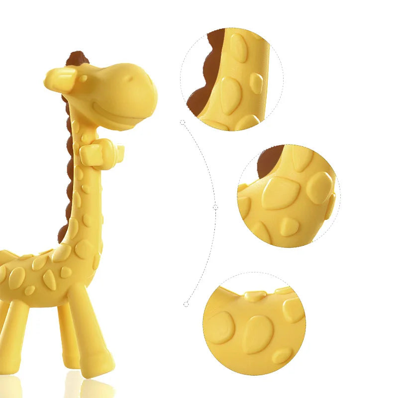 Dr.isla 1 pcs Silicone Teethers Giraffe Cartoon Baby Ring Teether BPA Free Silicone Chew Charms Baby Teething Teeth Gift Toys