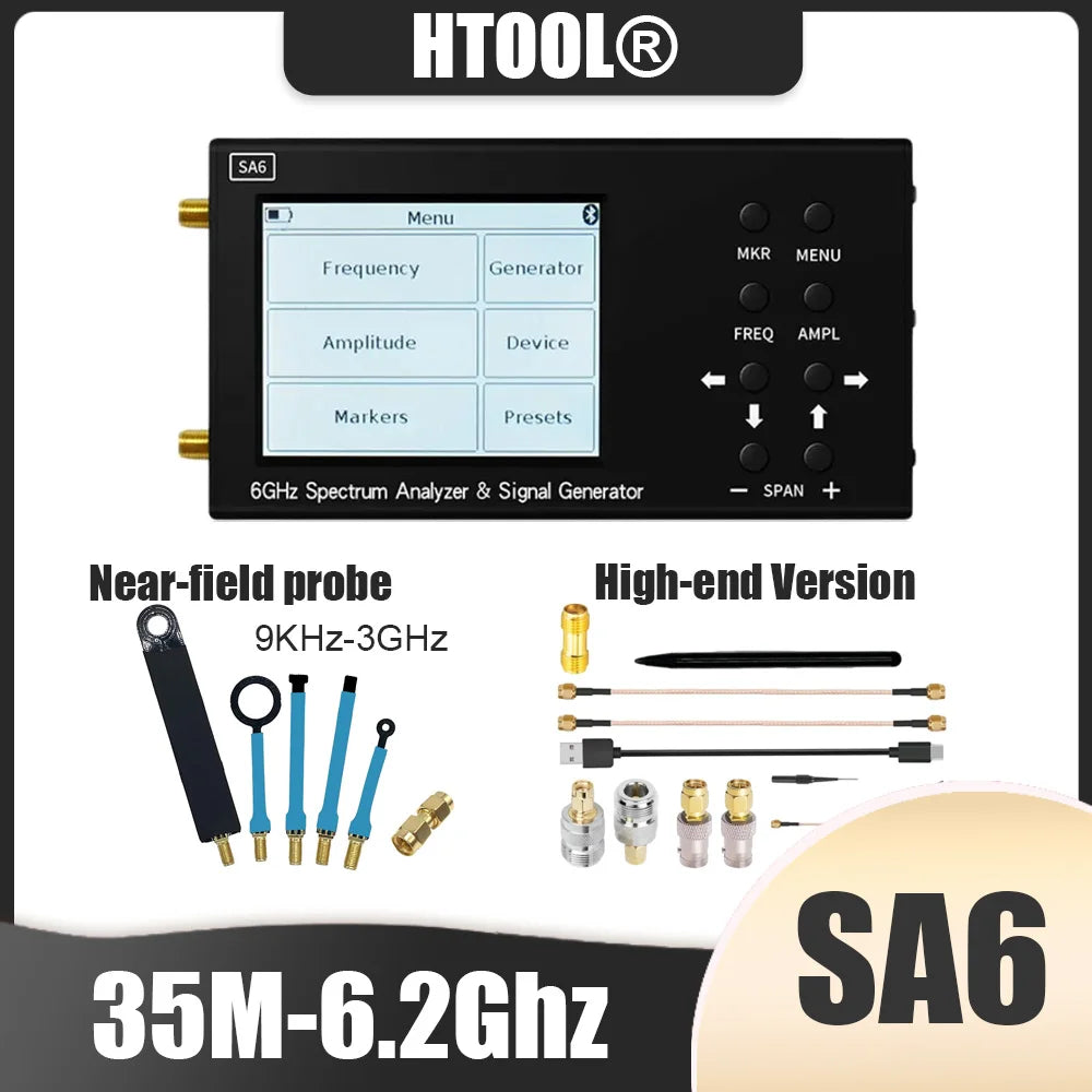 SA6 High Configuration 6GHz Spectrum Analyzer 35-6200MHz Signal Generator 9KHz-3GHz Near Field Probe Locate Interference Sources