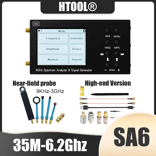 SA6 High Configuration 6GHz Spectrum Analyzer 35-6200MHz Signal Generator 9KHz-3GHz Near Field Probe Locate Interference Sources