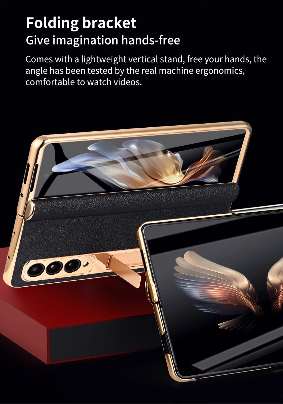 LANGSIDI Brand Luxury Genuine Leather Shockproof Case for Samsung Galaxy Z Fold 3 4 5 6 7 Magnetic Hinge Protective Stand Cover
