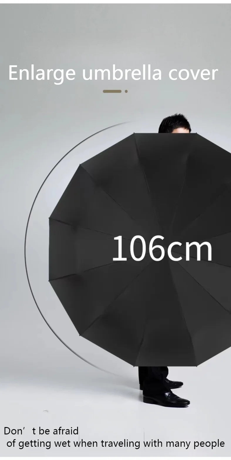 12 Bone Black Glue Fully Automatic Umbrella With Thick And Durable Keel Three Fold Umbrella UV Resistant Folding Umbrella 12 Bon