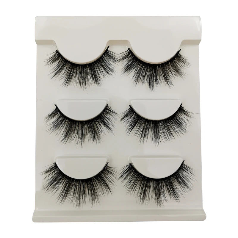 3/5/10Pairs Half False Lashes Natural Short 3D Cat Fake Mink Eyelashes Extension Winged Fluffy Wispy Faux Cils Clear Band Makeup