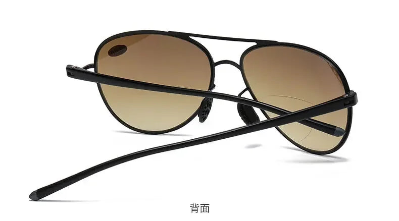 Bifocal Reading Glasses Men Fashion Double Bridge Sunglasses Male Look Far and Near Anti Glare Hyperopia Eyeglasses +100 To +350