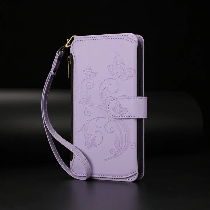 For Tecno Camon 50 Pro 2026 Edmboss Floral Zipper Leather Wallet Case for Tecno Camon 40 Premier Case Camon 50 40 Pro Funda