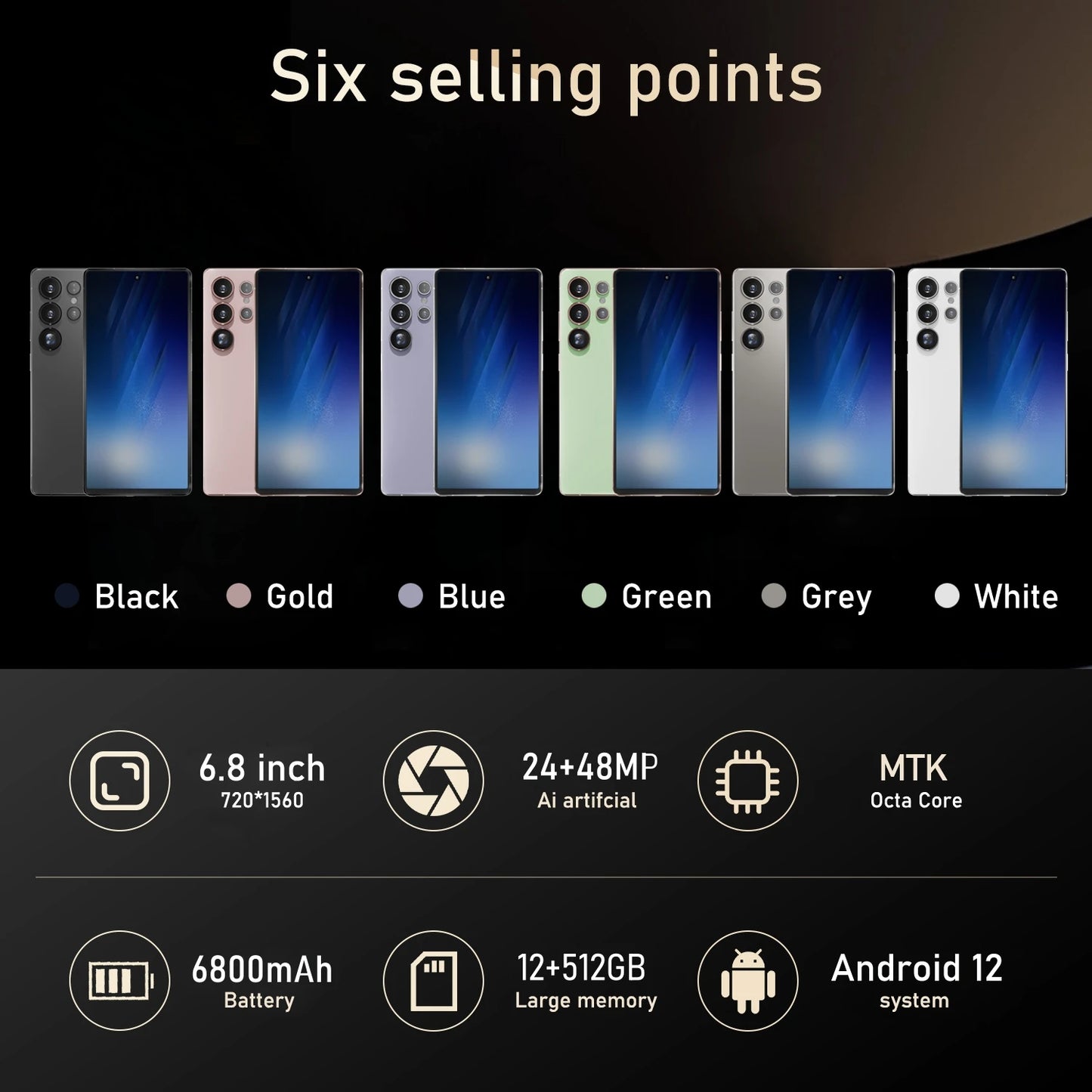 S25 Ultra Smartphone Android 6.8 inch 8+128GB ROM Dual SIM Mobile phones 4G Network 6800mAh Battery Octa Core Cellphones