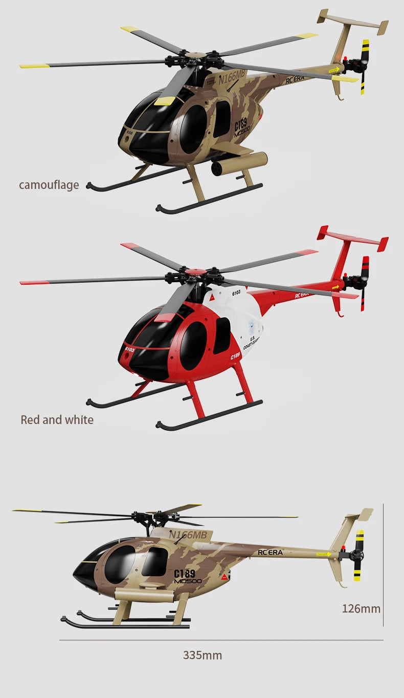 1:28 C189 RC Helicopter MD500 Brushless Dual-motor Remote Control Model 6-Axis Gyro Aircraft Toy One-click Takeoff/landing