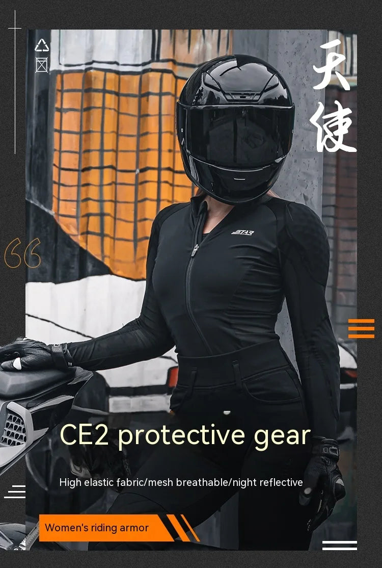 Women Motorcycle Jacket CE Approved Motorcycle Body Armor Summer Downhill Motorbike Protection Moto Racing Jacket Clothing