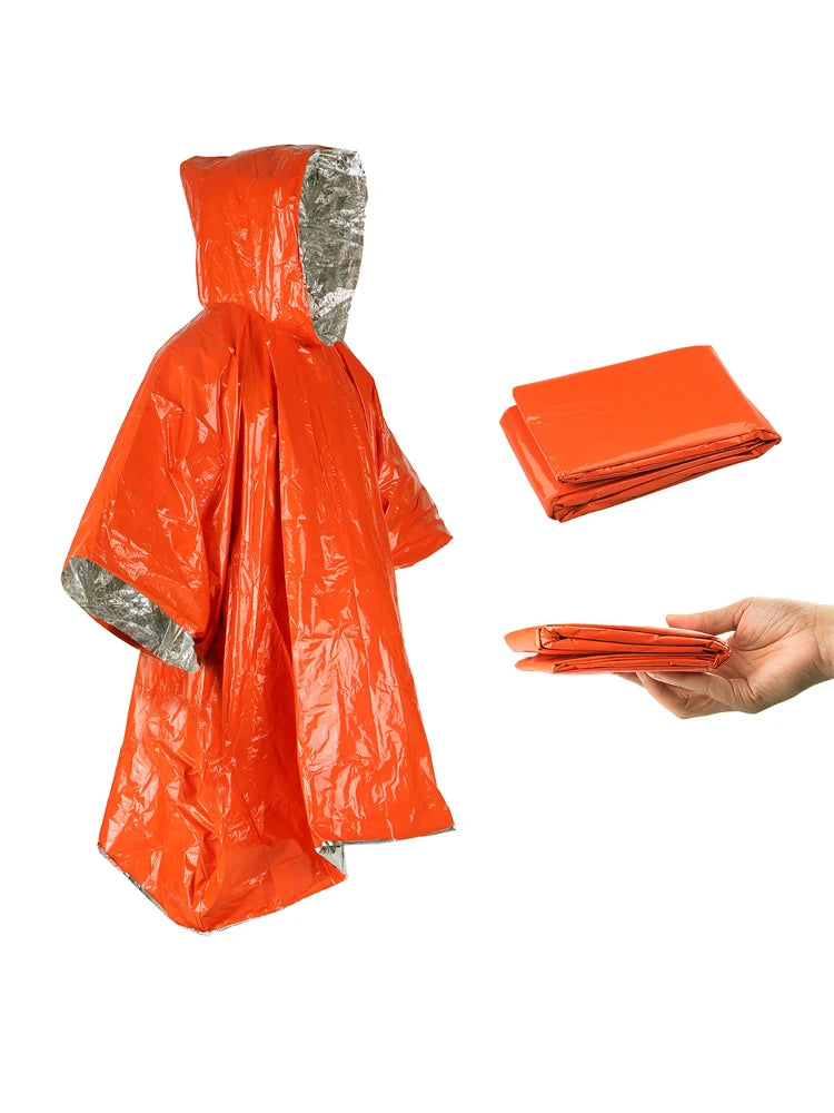 Outdoor Multifunction Raincoat Camping Raincoat Waterproof Survival Emergency Reflective Clothing Camping Gear