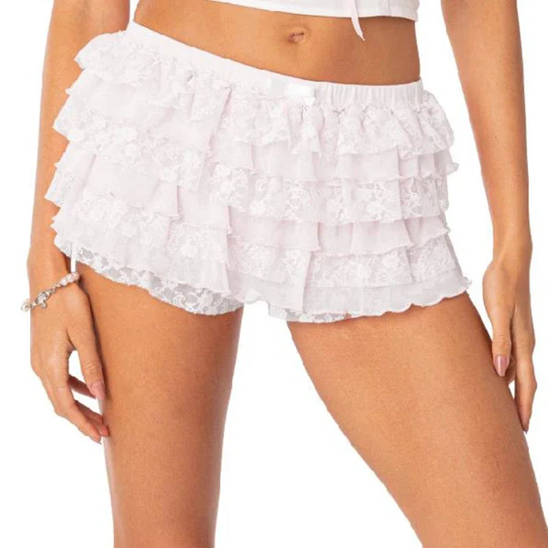 Womens Lace Ruffle Shorts Pettipants Pumpkin Pants Booty Shorts Lolita Dress Safety Shorts Japanese Style Multi-layers Bloomer