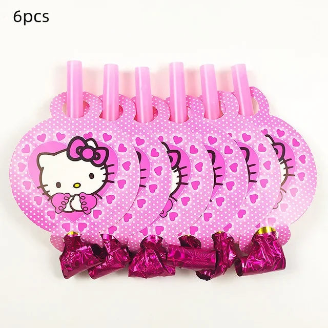 Cute Cartoon Kitty Cat Balloons Set First 5th 6th Birthday Decoration Baby Shower Globos Hello Cake Topper Backdrop Candy Box