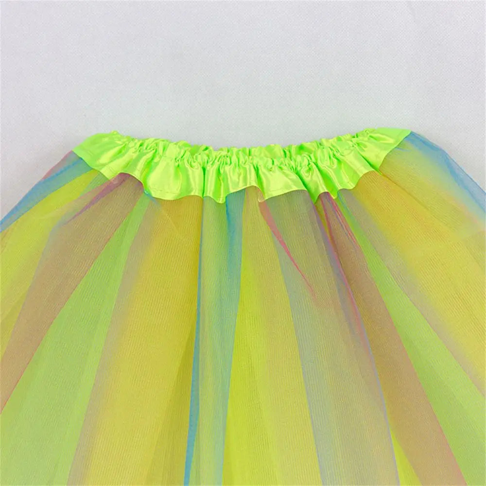 Girls Rainbow Tutu Skirt Dance Party Ballet Tulle Tutu Skirt 2-8 Years 3 Layers Princess Birthday Party Dress