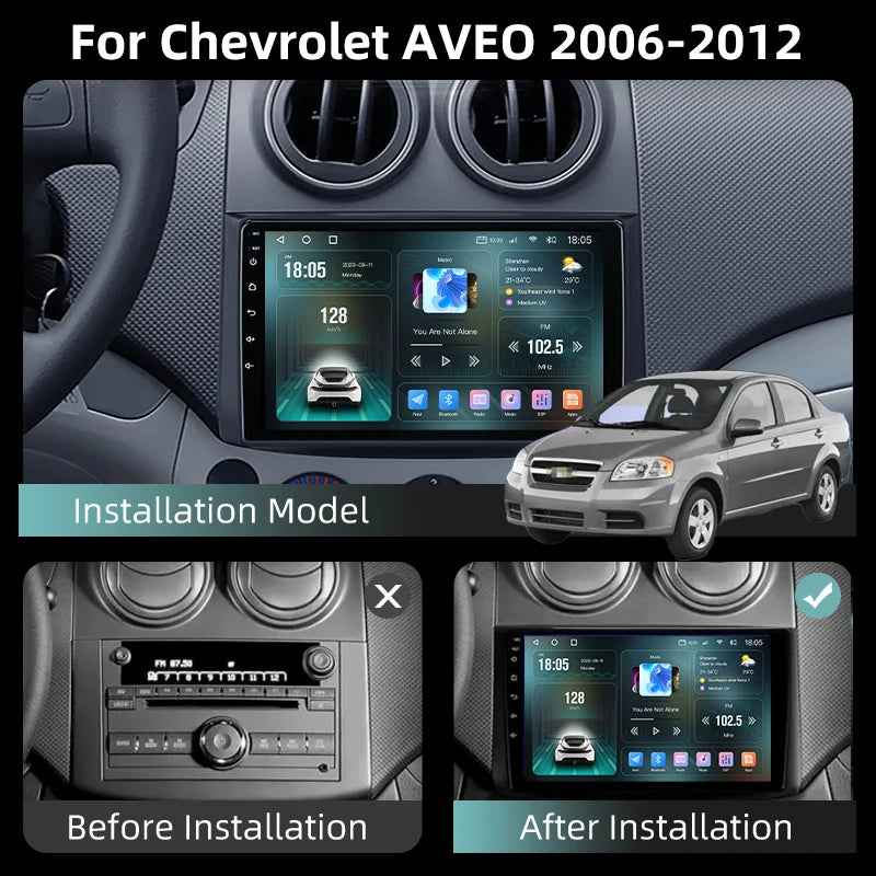 2Din Android 12 Car Radio for Chevrolet AVEO T250 2006-2012 Multimedia Player Carplay Auto Autoradio Navigatore Stereo Head Unit