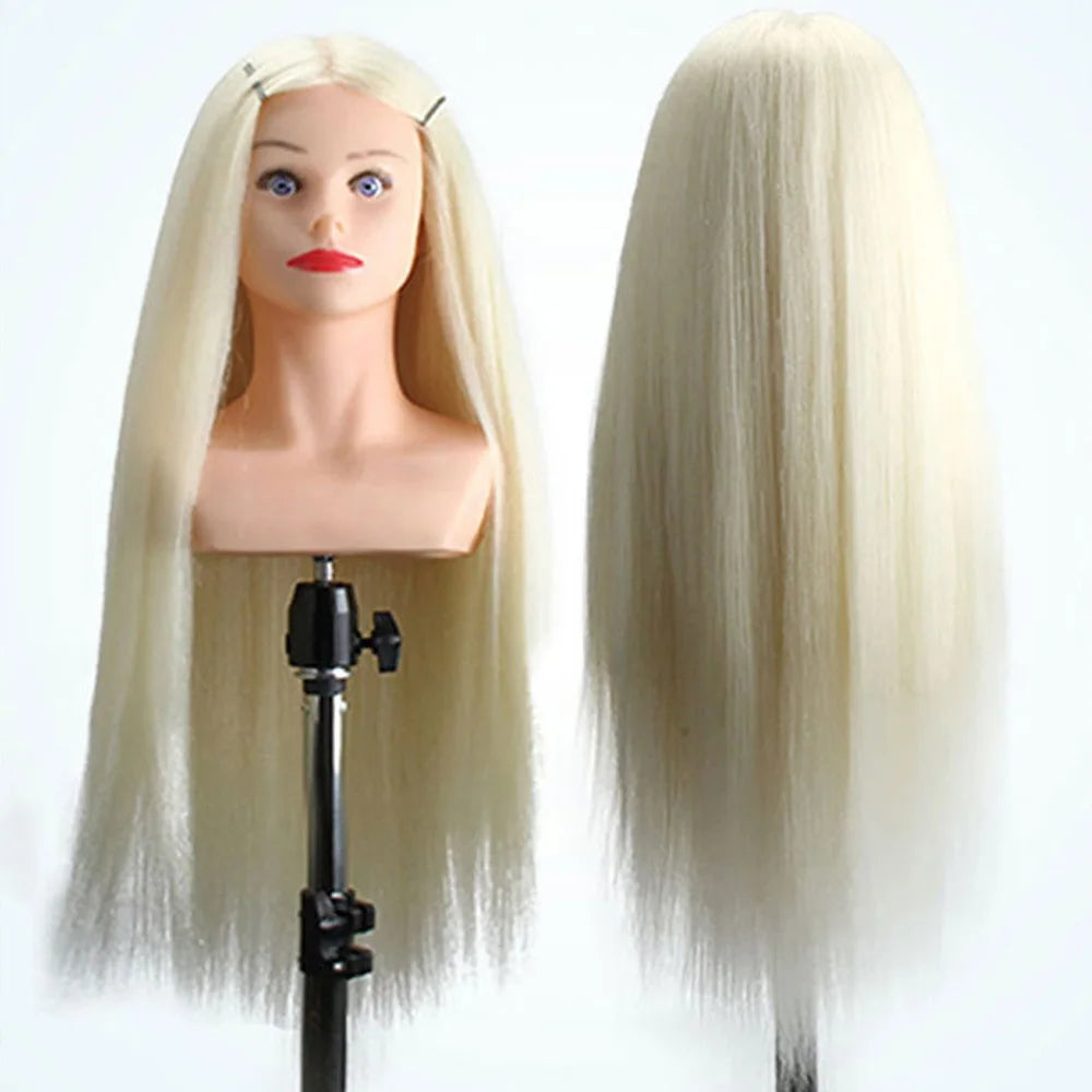Training Head Wirh Shoulder 28inch Mannequin Head Professional Dolls Head For Cosmetology Manikin Salon Tools Brown Golden