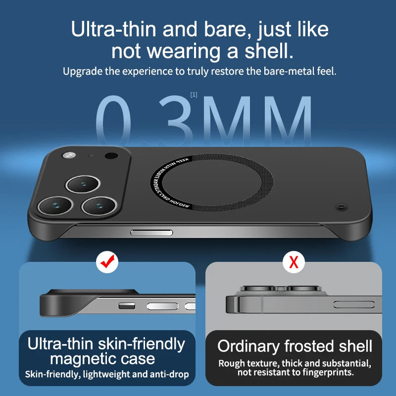 Ultra Thin Case For IPhone 17 Air 17 Pro Max Magsafe Frameless Magnetic Wireless Charging Hard PC Phone Cover