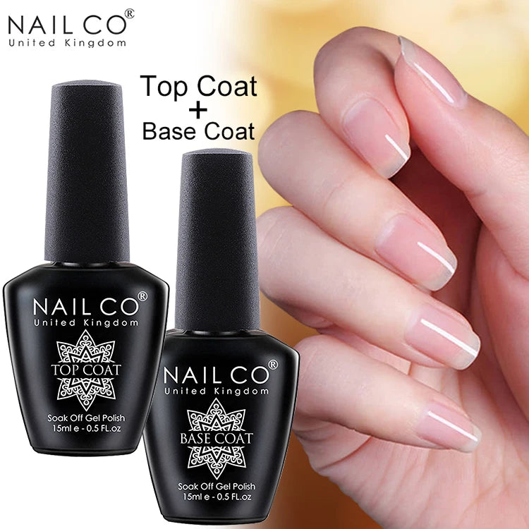 NAILCO 15ml Hema Free TPO Free Top Coat And Base Coat Art Design Gel Nail Polish Top Base Coat UV LED Soak Off Gel Nail Varnish