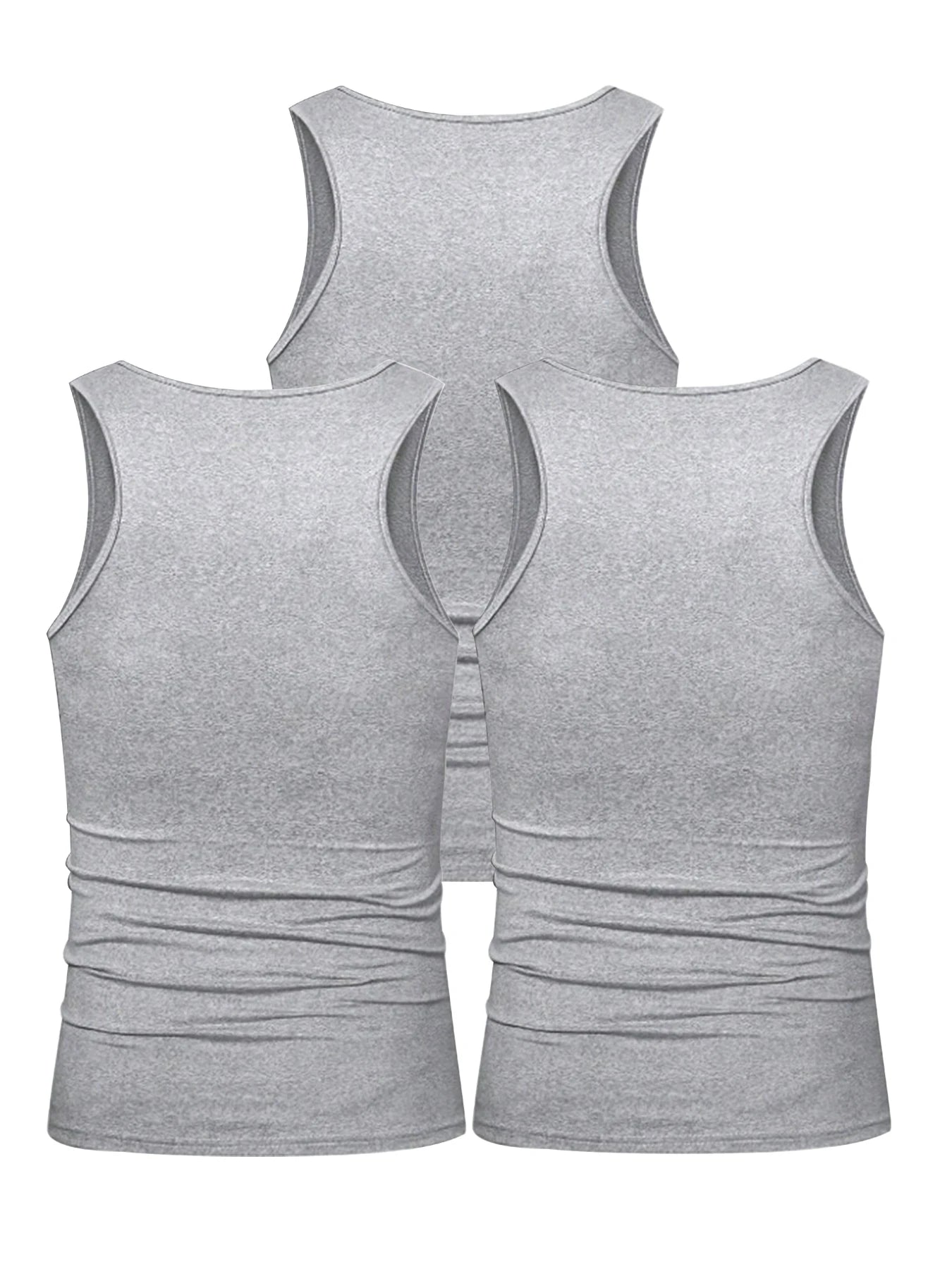 3pcs Summer Mens Sleeveless Tank Top Solid Vest Undershirts O-neck Gym Tees Trendy Versatile Slim Fit Men Casual Vest Tops
