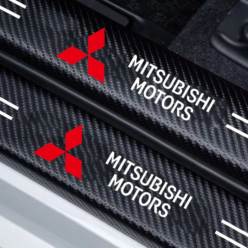 Car Threshold Strip Carbon Fiber Sticker Car Door Sill Protector Accessories For Mitsubishi ASX Lancer EVO Pajero Outlander L200