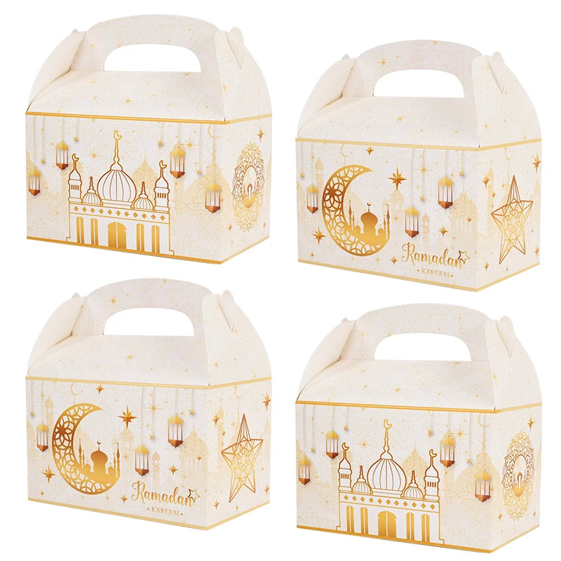 4/20Pcs Ramadan Gift Box 2025 Islamic Muslim Party Biscuit Candy Snack Packaging Boxes Bags EID Mubarak Home Decoration Supplies